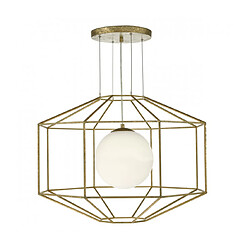 Luminaire Center Suspension Izmir feuille dorée et verre opale 1 ampoule