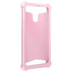 Avizar Coque Smartphone 5'' à 5.3'' Silicone Gel Coins Renforcés Dos Effet Cuir Rose