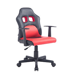 Decoshop26 Fauteuil chaise de bureau pour enfant en synthétique rouge hauteur réglable BUR10184