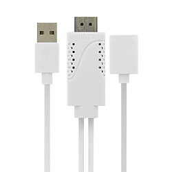 Avizar Câble USB Femelle MHL Vers HDMI Mâle Et USB Mâle Smartphone / Tablette - Blanc