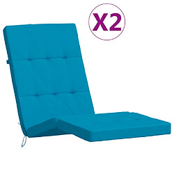 vidaXL Coussins de chaise longue lot de 2 bleu clair tissu oxford