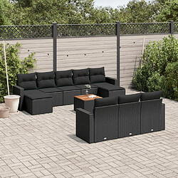 Maison Chic Salon de jardin 11 pcs avec coussins | Ensemble de Table et chaises | Mobilier d'Extérieur noir résine tressée -GKD24662