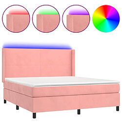 vidaXL Sommier à lattes de lit matelas et LED Rose 160x200 cm Velours