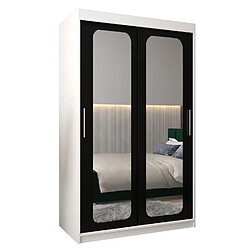 Abiks Meble Armoire PROMO T3 À Portes Coulissantes 200/120/62 2 Portes (Blanc/Noir)