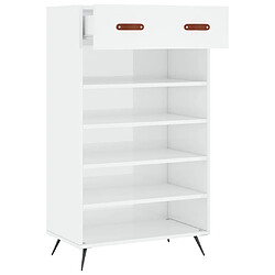 Maison Chic Armoire à chaussure,Meuble à Chaussures Blanc brillant 60x35x105 cm Bois ingénierie -MN29935 pas cher