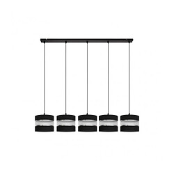 Helam Suspension Helen Tissu,Fer Argent,noir 5 ampoules 110cm