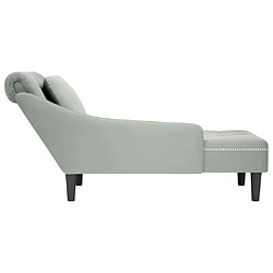 Acheter vidaXL Fauteuil long et coussin et accoudoir droit gris clair velours