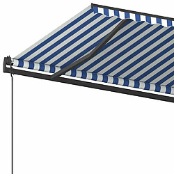 Maison Chic Auvent manuel rétractable,Store manuel de porte avec poteaux 6x3,5 m Bleu et blanc -GKD43670 pas cher