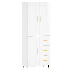 vidaXL Buffet haut Blanc brillant 69,5x34x180 cm Bois d'ingénierie