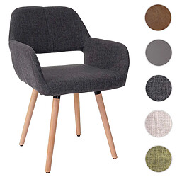 Mendler Chaise de salle à manger Altena II, fauteuil, design rétro des années 50 ~ tissu, gris