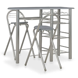 vidaXL Ensemble de bar avec étagères 3 pcs Bois et acier Gris