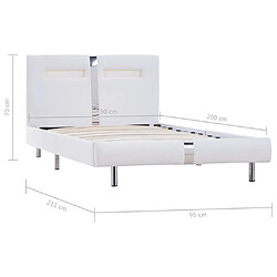 vidaXL Cadre de lit avec LED sans matelas blanc similicuir 90x200 cm pas cher