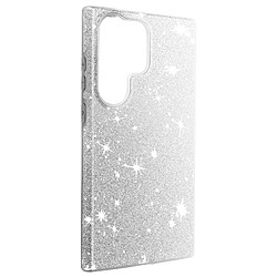 Avizar Coque Paillette pour Samsung Galaxy S23 Ultra Semi-rigide Spark Case argent