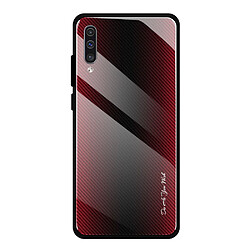 Wewoo Coque Pour Galaxy A50 Texture Gradient Glass Housse de protection rouge