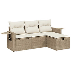 Maison Chic Salon de jardin avec coussins 4 pcs, Ensemble Tables et chaises de jardin,, Ensemble Tables et chaises de jardin, beige résine tressée -GKD932180