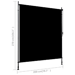 vidaXL Store roulant d'extérieur 200 x 270 cm Anthracite pas cher