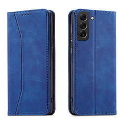 Ozzzo magnet fancy coque cover pour samsung galaxy s22 + (s22 plus) pouch wallet card support bleu