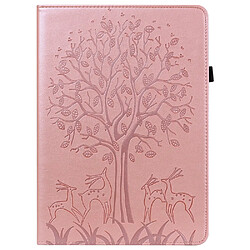 Etui en PU motif cerf et arbre avec support et porte-cartes or rose pour votre Xiaomi Pad 5/Pad 5 Pro