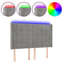 Maison Chic Tête de lit scandinave à LED,meuble de chambre Gris clair 147x16x118/128 cm Velours -MN61574