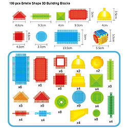 Universal 100 Pièces Formes de Poils Blocs de Construction 3D Carreaux Construction Plaques Jouets Cadeaux pour Enfants Éducation de la Petite Enfance | Blocs d'Interconnexion pas cher