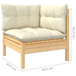 Acheter Maison Chic Salon de jardin 10 pcs + coussins - Mobilier/Meubles de jardin - Table et chaises d'extérieur crème Bois de pin -MN18420