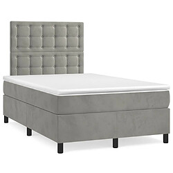 Maison Chic Lit Adulte - Lit simple Lit à sommier tapissier et matelas moelleux - Meuble de Chambre - Gris clair 120x200cm Velours -MN18085