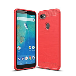 Wewoo Coque en TPU antichoc fibre de carbone texture brossée pour Google Pixel 3XL Lite (rouge)