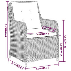 vidaXL Ensemble de salle à manger de jardin 7 pcs Marron pas cher