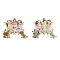 Figurine Décorative DKD Home Decor Résine Multicouleur Fée Shabby Chic (12,5 x 5 x 9 cm) (2 Unités)