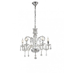 Fan Europe Chandelier sans abats jours 5 ampoules Pendentif Verre,Cristal Chrome