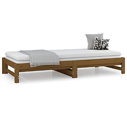 Maison Chic Lit d'appoint Marron miel 2x(90x200)cm,Lit coulissant Lit de repos Bois de pin solide -GKD63906 pas cher