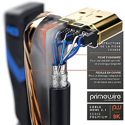 Primewire ? Câble HDMI 2.1 de 0,5m coudé 270°- 8k @30Hz - @120Hz DSC - 4k @144Hz - @240Hz DSC UHD II - Compatible avec HDMI 2.0a et 2.0b - 3D -rafraichissement VVR -DynamicHDR 10+ - eARC- DolbyVision pas cher