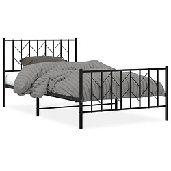 Maison Chic Cadre/structure de lit métal et tête de lit + pied de lit pour adulte - Lit Moderne Chambre noir 107x203 cm -MN48815