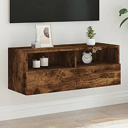 vidaXL Meuble TV mural chêne fumé 80x30x30 cm bois d'ingénierie