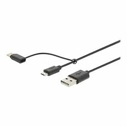 NEDIS Câble de Synchronisation et de Chargement 2 en 1 USB A Mâle - USB Micro B / Type-C Mâle 1,0 m Noir