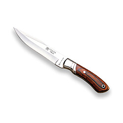 Couteau de chasseur de Joker Ibice avec ferrule en bois rouge pressée, feuille MOVA de 15 cm, 208 gr, étui en cuir, carte cadeau multifonction CR03 +