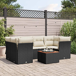 Maison Chic Salon de jardin 7 pcs avec coussins | Ensemble de Table et chaises | Mobilier d'Extérieur noir résine tressée -GKD90172