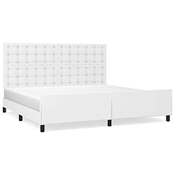 Maison Chic Lit adulte - Cadre Structure de lit avec tête de lit Contemporain Blanc 200x200 cm Similicuir -MN29321