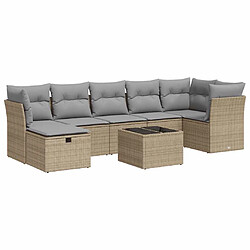 vidaXL Salon de jardin avec coussins 8 pcs beige résine tressée