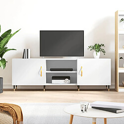 vidaXL Meuble TV blanc 150x30x50 cm bois d'ingénierie