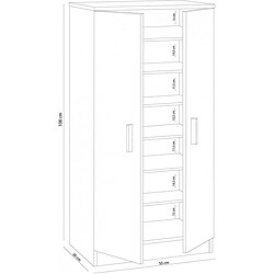 Armoire à chaussures en bois coloris chêne canadien - Dim : H108 X P36 X L55 Cm -PEGANE-