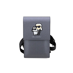 Karl Lagerfeld Sacoche bandoulière Modèle Saffiano Karl et Choupette NFT Gris