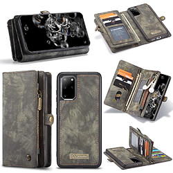 Caseme Etui en PU split vintage gris pour votre Samsung Galaxy S20 Plus