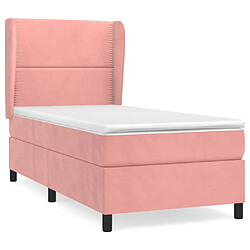 vidaXL Sommier à lattes de lit avec matelas Rose 90x190 cm Velours