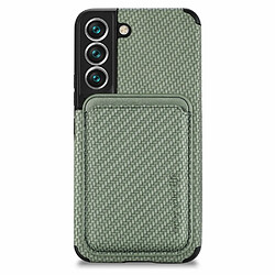 Coque en TPU antichoc, texture en fibre de carbone avec porte-carte vert pour votre Samsung Galaxy S22 Plus 5G