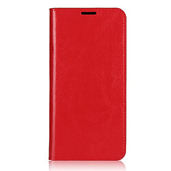 Etui en cuir véritable texture de cheval fou avec support rouge pour votre Huawei P40 lite E/Y7p/9C