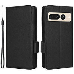 Etui en PU texture litchi, fermoir magnétique double, anti-chocs avec support pour votre Google Pixel 7 Pro 5G - noir