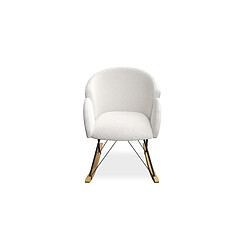 Acheter ICONIK INTERIOR Fauteuil à Bascule avec Accoudoirs En Bouclette Fausse Fourrure Tapissée - Boucles Blanches - Freia Blanc