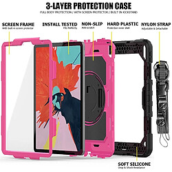 Avis Wewoo Coque Renforcée Gel de silice noir antichoc + Etui de protection coloré pour iPad Pro 11 pouces 2018 avec support et bandoulière et dragonne et fente stylo Rose rouge