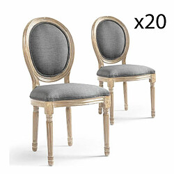 Paris Prix Lot de 20 Chaises Médaillon Tissu Versailles 96cm Gris Clair 